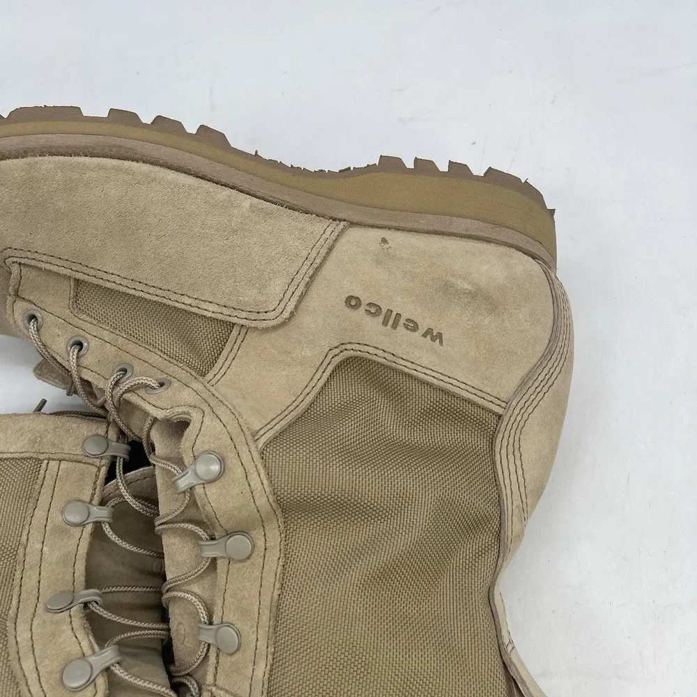 Wellco Hot Weather Desert Combat Boots Mens 11.5 Beige Lace Up Outdoor Suede